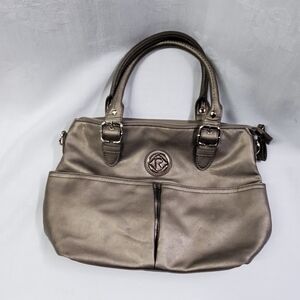 Relic Bronze Metallic Faux Leather Shoulder Bag Outer Pockets Zip Closure Medium